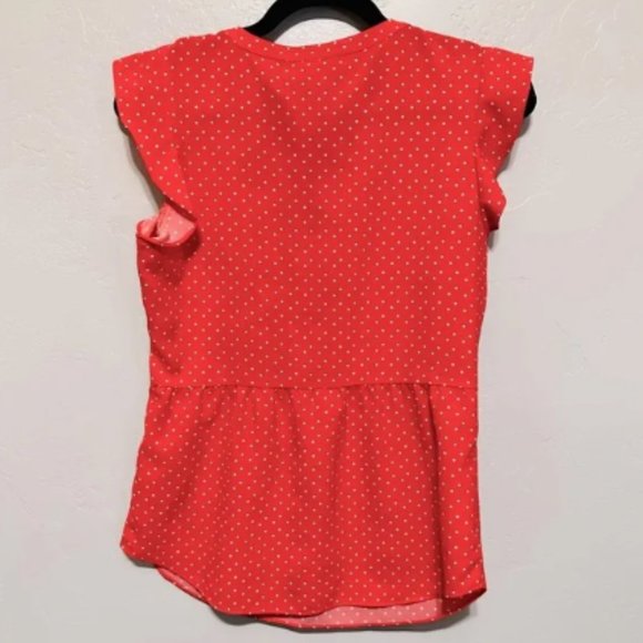 Modcloth Blouse Flutter Sleeve Top Red & White Polkadot SZ SMALL NEW - Picture 10 of 15